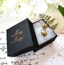 画像をギャラリービューアに読み込む, Antique Victorian 9ct Gold Dormeuse Rose Earrings. Short Drop Dainty Puffy Repousse Flower Earrings. Victorian Gold Sleeper Earrings