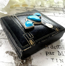 画像をギャラリービューアに読み込む, Antique Art Nouveau Sterling Silver & Enamel Pendant Necklace. Edwardian Silver and Blue Enamel Stylised Creature Pendant On Chain.