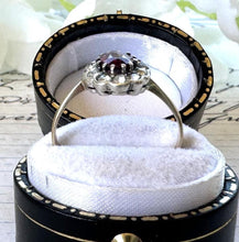 画像をギャラリービューアに読み込む, Antique Victorian Pink Tourmaline & White Paste Diamond 9ct Gold Cluster Ring. Oval Halo Ring Size UK M-1/2/ US 6-1/2
