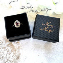 画像をギャラリービューアに読み込む, Antique Victorian Pink Tourmaline & White Paste Diamond 9ct Gold Cluster Ring. Oval Halo Ring Size UK M-1/2/ US 6-1/2