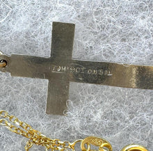 画像をギャラリービューアに読み込む, Antique Victorian English 9ct Gold & Silver Engraved Cross Pendant Necklace. Medium/Small Gold Cross With Chain. Christian Cross Necklace