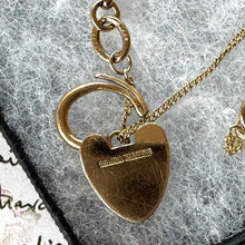 画像をギャラリービューアに読み込む, Vintage Art Deco 18ct Rolled Gold Gate Bracelet With Heart Padlock Clasp. 1930s English Fancy Link Bar & Chain Sweetheart Bracelet