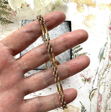 画像をギャラリービューアに読み込む, Vintage Art Deco 18ct Rolled Gold Gate Bracelet With Heart Padlock Clasp. 1930s English Fancy Link Bar & Chain Sweetheart Bracelet