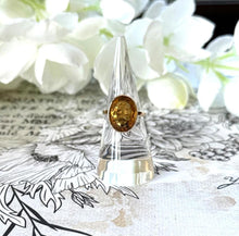 画像をギャラリービューアに読み込む, Antique Victorian 9ct Gold Cairngorm Citrine Ring. Large 8.00ct Scottish Citrine Ring. Oval Golden Citrine Solitaire Ring, Size L-1/2 / 6
