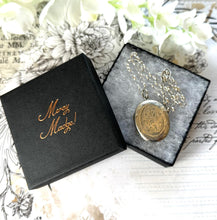 Lade das Bild in den Galerie-Viewer, Antique Victorian Engraved Fern Silver Locket Pendant Necklace. Medium/Large Aesthetic Engraved Sterling Silver Locket & Cable Chain