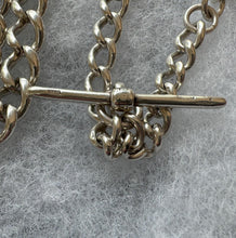画像をギャラリービューアに読み込む, Antique Sterling Silver Heavy Long Albert Watch Chain With Fob Drop. Large Victorian Watch Chain/Necklace With Fob Pendant, T-Bar & Dog-Clip