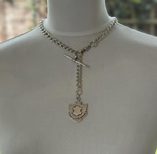 画像をギャラリービューアに読み込む, Antique Sterling Silver Heavy Long Albert Watch Chain With Fob Drop. Large Victorian Watch Chain/Necklace With Fob Pendant, T-Bar & Dog-Clip