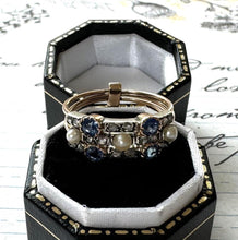 画像をギャラリービューアに読み込む, Rare Antique Victorian 15ct Gold Diamond, Sapphire & Pearl Harem Ring