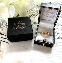 Charger l'image dans la galerie, Antique Victorian 9ct Yellow Gold Coral & Pearl Trilogy Band Ring, Size M-1/2 UK, 6-1/2 US