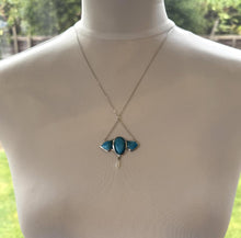 画像をギャラリービューアに読み込む, Antique Art Nouveau Sterling Silver & Enamel Pendant Necklace. Edwardian Silver and Blue Enamel Stylised Creature Pendant On Chain.