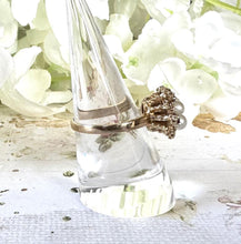 Lade das Bild in den Galerie-Viewer, Vintage 9ct Gold Pearl & Ruby Birds Nest Ring. 1970's Akoya Pearl Statement Cocktail Ring. Unique Design Led Trilogy Ring Size P/ US 7-3/4