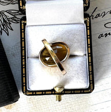 画像をギャラリービューアに読み込む, Antique Victorian 9ct Gold Cairngorm Citrine Ring. Large 8.00ct Scottish Citrine Ring. Oval Golden Citrine Solitaire Ring, Size L-1/2 / 6