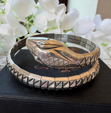 画像をギャラリービューアに読み込む, Antique Art Deco Sterling Silver Enamel Coiled Snake Bangle Bracelet. Kordes & Lichtenfels Germany Snake Bangle. Antique Love Token Jewelry