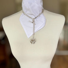 画像をギャラリービューアに読み込む, Antique English Silver Albert Watch Chain With Large Fancy Fob. Heavy Sterling Silver Curb Chain Necklace With T-Bar, Dog Clip & Fob Pendant