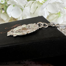 画像をギャラリービューアに読み込む, Antique English Silver Albert Watch Chain With Large Fancy Fob. Heavy Sterling Silver Curb Chain Necklace With T-Bar, Dog Clip & Fob Pendant