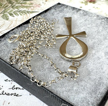 画像をギャラリービューアに読み込む, Vintage Egyptian Silver Large Ankh Cross Pendant Necklace. Sterling Silver Egyptian Revival Key Of Eternal Life Pendant & Long Belcher Chain