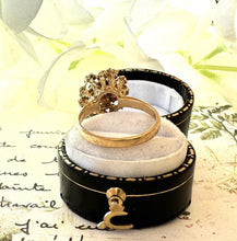 Lade das Bild in den Galerie-Viewer, Vintage 9ct Gold Pearl & Ruby Birds Nest Ring. 1970's Akoya Pearl Statement Cocktail Ring. Unique Design Led Trilogy Ring Size P/ US 7-3/4