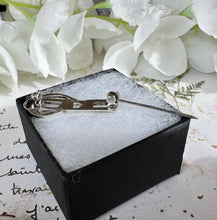 Load image into Gallery viewer, Vintage Edinburgh Silver Brooch: Art Nouveau Gingko Leaf Crystal Lapel Pin