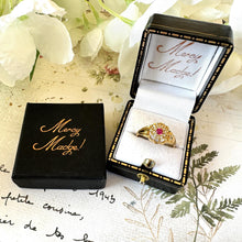 Lade das Bild in den Galerie-Viewer, Antique 18ct Gold Ruby & Old Cut Diamond Cluster Ring