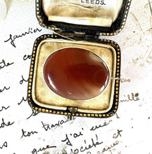 Charger l'image dans la galerie, Antique Victorian Scottish Silver Carnelian Brooch/Lapel/Cravat Pin. Small Oval Sterling Silver & Red Chalcedony Minimalist Brooch
