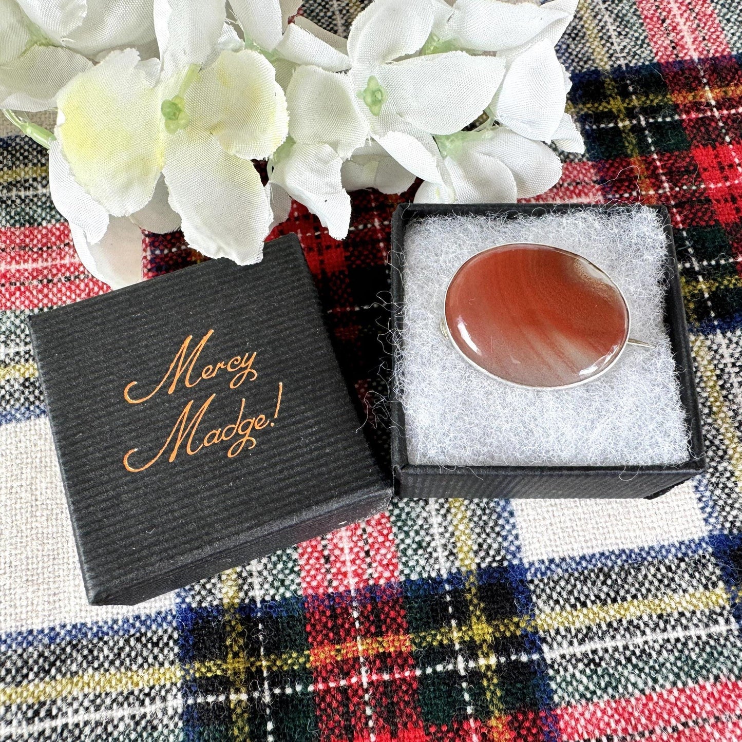 Antique Victorian Scottish Silver Carnelian Brooch/Lapel/Cravat Pin. Small Oval Sterling Silver & Red Chalcedony Minimalist Brooch