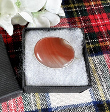 Charger l'image dans la galerie, Antique Victorian Scottish Silver Carnelian Brooch/Lapel/Cravat Pin. Small Oval Sterling Silver & Red Chalcedony Minimalist Brooch