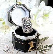Load image into Gallery viewer, Antique 18ct White Gold Diamond & Sapphire Cluster Ring
