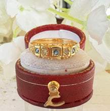 Carica l'immagine nel visualizzatore di Gallery, Antique 18ct Yellow Gold Sapphire & Diamond Starry Band Ring. Victorian Half Hoop Ring, Chester 1901. Large Finger Antique Ring R-1/2/ 8.75