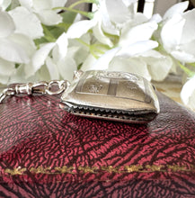 画像をギャラリービューアに読み込む, Antique Liberty of London Engraved Fleur-de-Lis Silver Vesta Case Pendant & Optional Guard Chain Necklace, William Hair Haseler, 1912