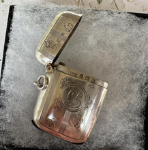 画像をギャラリービューアに読み込む, Antique Liberty of London Engraved Fleur-de-Lis Silver Vesta Case Pendant & Optional Guard Chain Necklace, William Hair Haseler, 1912