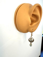 画像をギャラリービューアに読み込む, Victorian 9ct Gold Crescent Moon Opal & Pearl Earrings. Antique Long Pendant Drop Hook Earrings. Victorian Sweetheart/Love Token Jewellery
