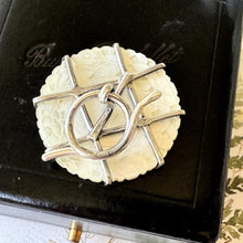 Load image into Gallery viewer, Rare Antique Chinese Carved Mother-of-Pearl 'Gaming Counter' Sterling Silver Large Stud Button In Original Buys Badollet, Cairo Fitted Case