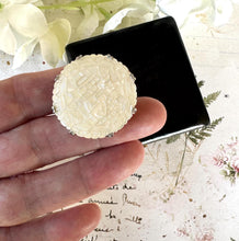 Load image into Gallery viewer, Rare Antique Chinese Carved Mother-of-Pearl 'Gaming Counter' Sterling Silver Large Stud Button In Original Buys Badollet, Cairo Fitted Case
