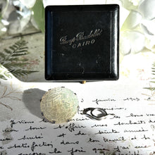 Load image into Gallery viewer, Rare Antique Chinese Carved Mother-of-Pearl 'Gaming Counter' Sterling Silver Large Stud Button In Original Buys Badollet, Cairo Fitted Case