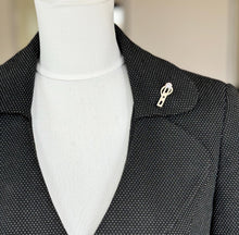 Load image into Gallery viewer, Vintage Edinburgh Silver Brooch: Art Nouveau Gingko Leaf Crystal Lapel Pin