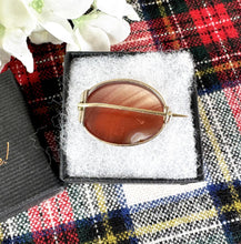 Charger l'image dans la galerie, Antique Victorian Scottish Silver Carnelian Brooch/Lapel/Cravat Pin. Small Oval Sterling Silver & Red Chalcedony Minimalist Brooch
