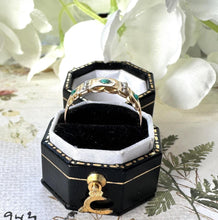 Cargar imagen en el visor de la galería, Antique Victorian 15ct Yellow Gold Turquoise & Pearl Band Ring. Classic Half Hoop Gemstone Ring, Chester 1892. Antique Ring Size N-1/2 or 7