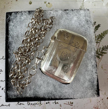 画像をギャラリービューアに読み込む, Antique Liberty of London Engraved Fleur-de-Lis Silver Vesta Case Pendant & Optional Guard Chain Necklace, William Hair Haseler, 1912