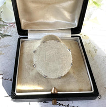 Load image into Gallery viewer, Rare Antique Chinese Carved Mother-of-Pearl 'Gaming Counter' Sterling Silver Large Stud Button In Original Buys Badollet, Cairo Fitted Case
