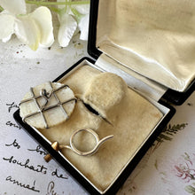 Load image into Gallery viewer, Rare Antique Chinese Carved Mother-of-Pearl 'Gaming Counter' Sterling Silver Large Stud Button In Original Buys Badollet, Cairo Fitted Case