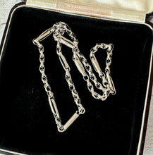 画像をギャラリービューアに読み込む, Antique Victorian 18" Sterling Silver Necklace Chain. Chunky Antique Fancy Trombone Link Silver Chain Necklace For Large Lockets & Pendants