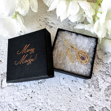 Carica l'immagine nel visualizzatore di Gallery, Vintage 9ct Gold Diamond & Amethyst Pendant With Optional Gold Chain. Antique Edwardian Style Yellow Gold Natural Diamond Pendant Necklace.