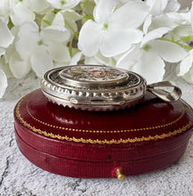 画像をギャラリービューアに読み込む, Victorian 1881 Sterling Silver and Gold Rose & Pansy Locket Pendant. Antique Large Oval Bookchain Locket. Victorian Love Token Jewellery