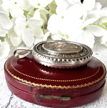 画像をギャラリービューアに読み込む, Victorian 1881 Sterling Silver and Gold Rose & Pansy Locket Pendant. Antique Large Oval Bookchain Locket. Victorian Love Token Jewellery