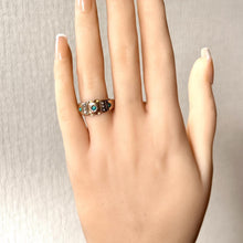 Cargar imagen en el visor de la galería, Antique Victorian 15ct Yellow Gold Turquoise & Pearl Band Ring. Classic Half Hoop Gemstone Ring, Chester 1892. Antique Ring Size N-1/2 or 7