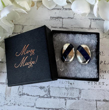 画像をギャラリービューアに読み込む, Vintage 1980s Sterling Silver & Lapis Lazuli Oversized Stud Earrings. Chunky Oval Solid Silver Earrings For Pierced Ears, Taxco Mexico