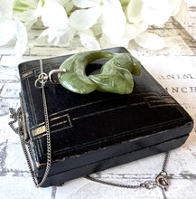 画像をギャラリービューアに読み込む, Antique Chinese Carved Jade Squirrel Silver Pendant Necklace. Art Deco Green Jade Sterling Silver Pendant & Chain. Good Fortune/Luck Amulet