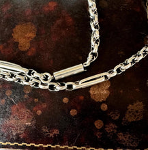 画像をギャラリービューアに読み込む, Antique Victorian 18" Sterling Silver Necklace Chain. Chunky Antique Fancy Trombone Link Silver Chain Necklace For Large Lockets & Pendants