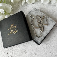 画像をギャラリービューアに読み込む, Antique Victorian 18" Sterling Silver Necklace Chain. Chunky Antique Fancy Trombone Link Silver Chain Necklace For Large Lockets & Pendants