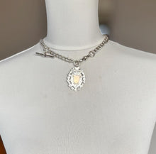 Carica l'immagine nel visualizzatore di Gallery, Antique 1896 Victorian Heavy Sterling Silver Albert Watch Chain With Large Gold & Silver Fancy Fob, 72 Grams. Chunky Watch Chain Necklace